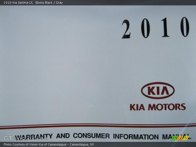 Ebony Black / Gray 2010 Kia Optima LX