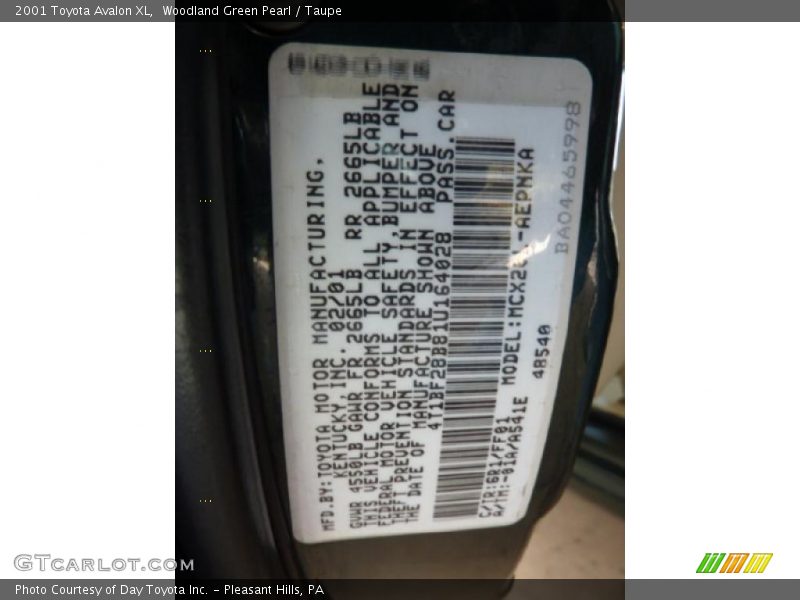 Woodland Green Pearl / Taupe 2001 Toyota Avalon XL