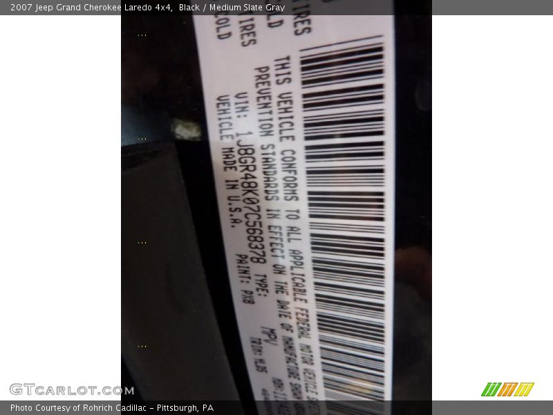 Black / Medium Slate Gray 2007 Jeep Grand Cherokee Laredo 4x4