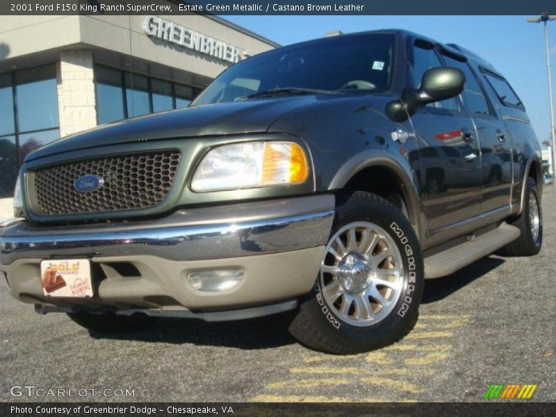 Estate Green Metallic / Castano Brown Leather 2001 Ford F150 King Ranch SuperCrew