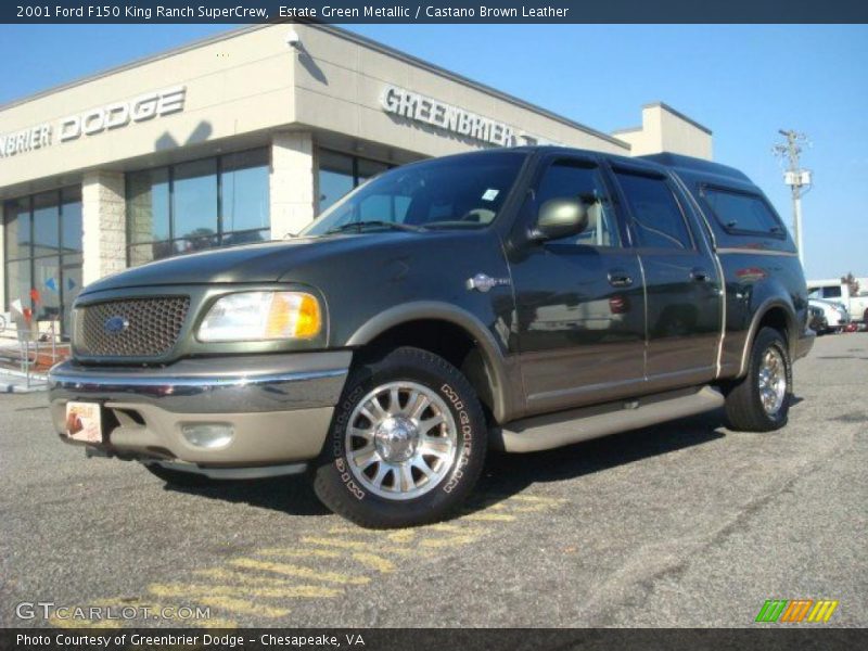 Estate Green Metallic / Castano Brown Leather 2001 Ford F150 King Ranch SuperCrew
