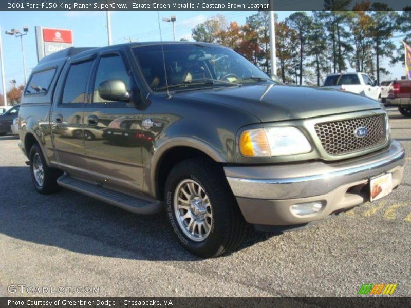 Estate Green Metallic / Castano Brown Leather 2001 Ford F150 King Ranch SuperCrew