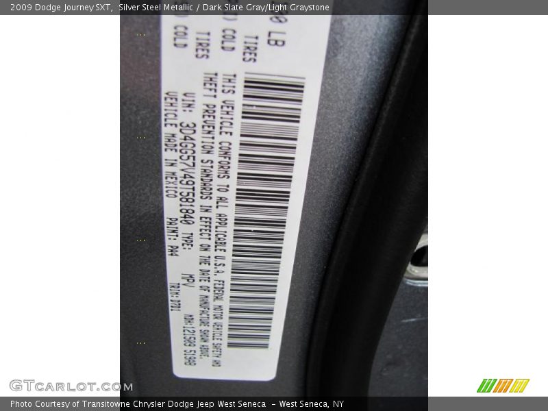 Silver Steel Metallic / Dark Slate Gray/Light Graystone 2009 Dodge Journey SXT