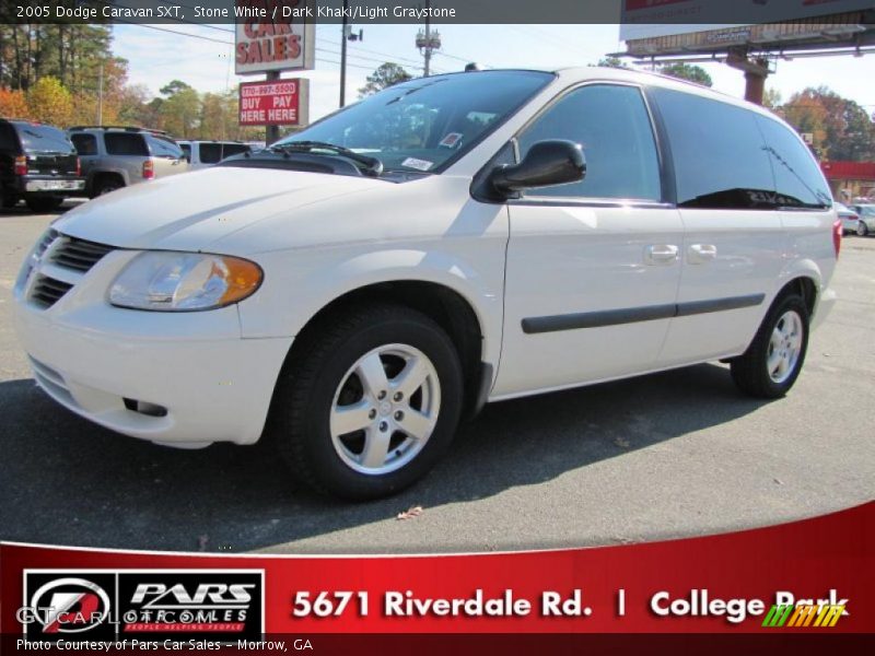 Stone White / Dark Khaki/Light Graystone 2005 Dodge Caravan SXT