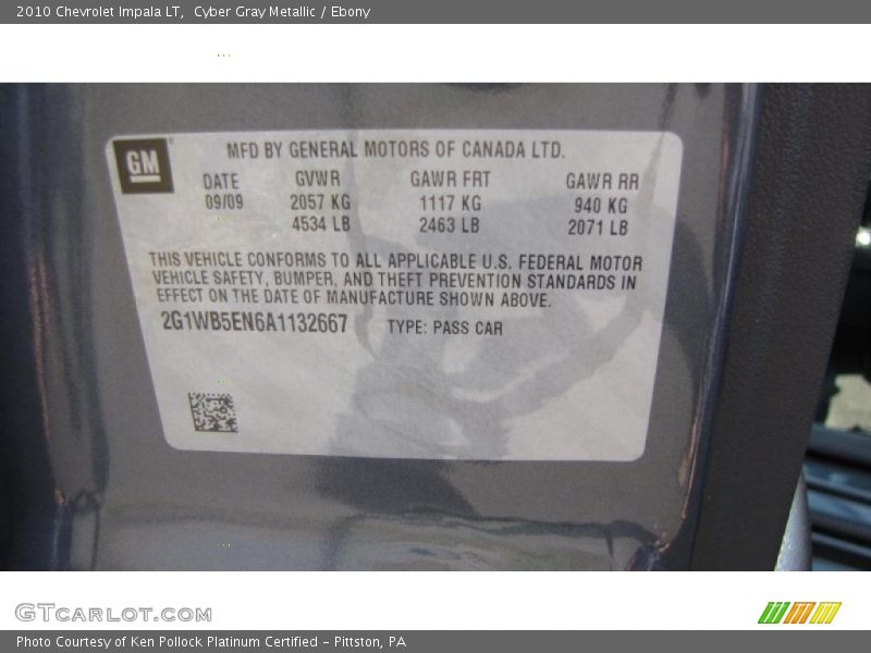 Cyber Gray Metallic / Ebony 2010 Chevrolet Impala LT