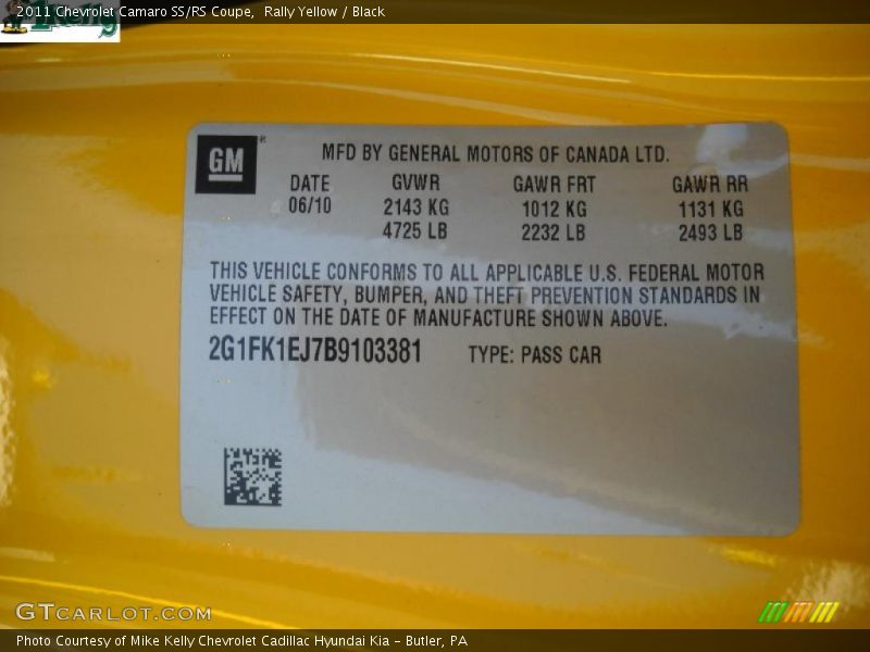 Rally Yellow / Black 2011 Chevrolet Camaro SS/RS Coupe