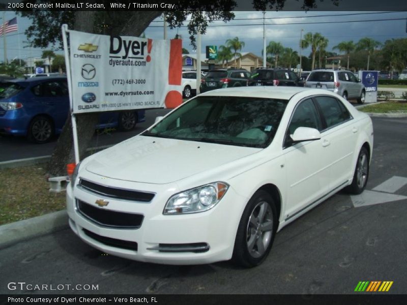 White / Titanium Gray 2008 Chevrolet Malibu LT Sedan