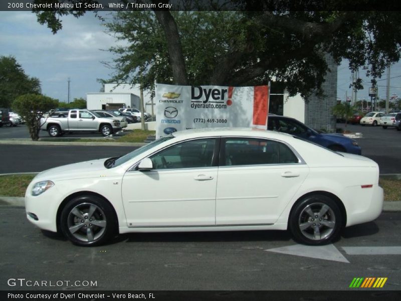 White / Titanium Gray 2008 Chevrolet Malibu LT Sedan