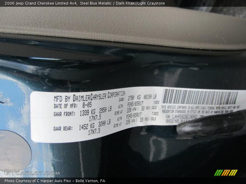 Steel Blue Metallic / Dark Khaki/Light Graystone 2006 Jeep Grand Cherokee Limited 4x4