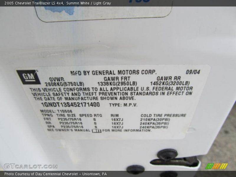 Summit White / Light Gray 2005 Chevrolet TrailBlazer LS 4x4