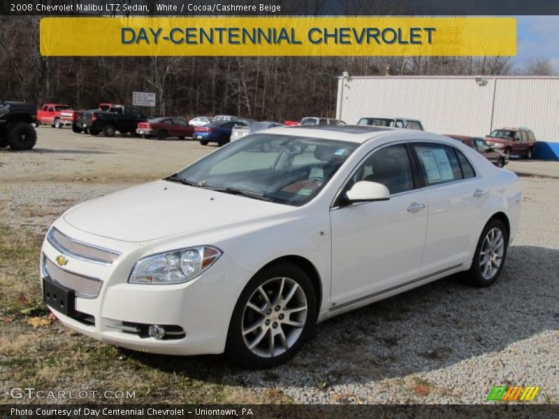 White / Cocoa/Cashmere Beige 2008 Chevrolet Malibu LTZ Sedan