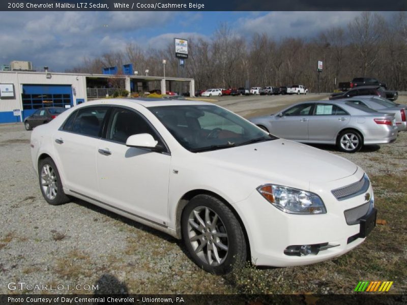 White / Cocoa/Cashmere Beige 2008 Chevrolet Malibu LTZ Sedan