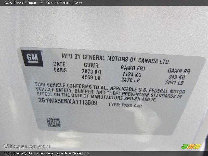 Silver Ice Metallic / Gray 2010 Chevrolet Impala LS