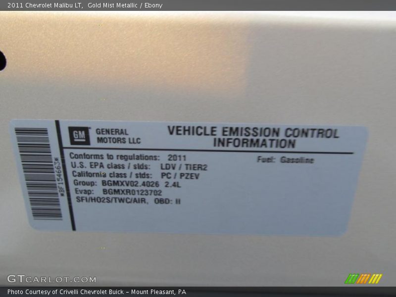 Gold Mist Metallic / Ebony 2011 Chevrolet Malibu LT
