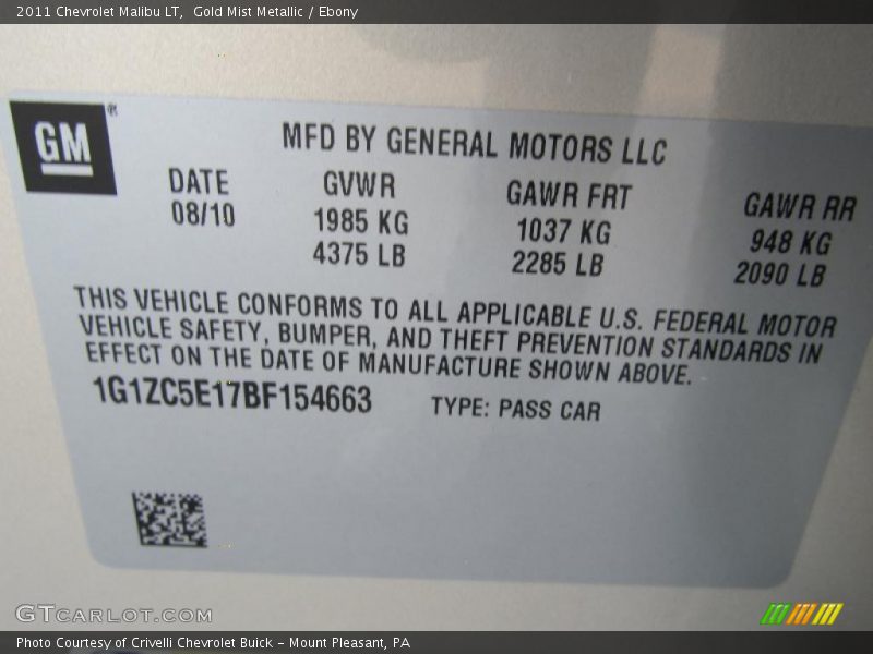 Gold Mist Metallic / Ebony 2011 Chevrolet Malibu LT