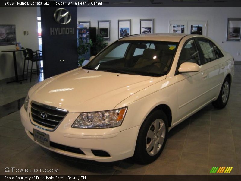 Powder White Pearl / Camel 2009 Hyundai Sonata GLS