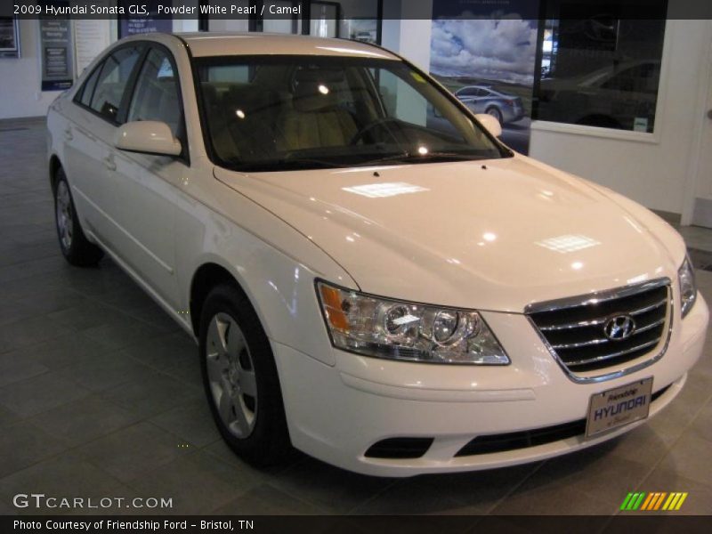 Powder White Pearl / Camel 2009 Hyundai Sonata GLS