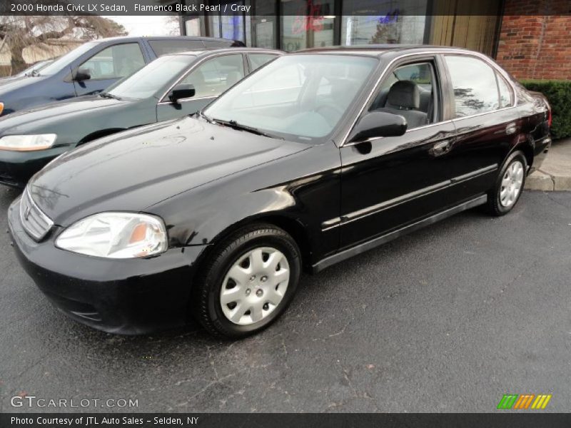 Flamenco Black Pearl / Gray 2000 Honda Civic LX Sedan