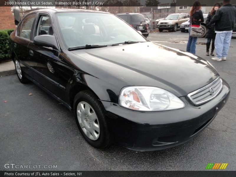 Flamenco Black Pearl / Gray 2000 Honda Civic LX Sedan
