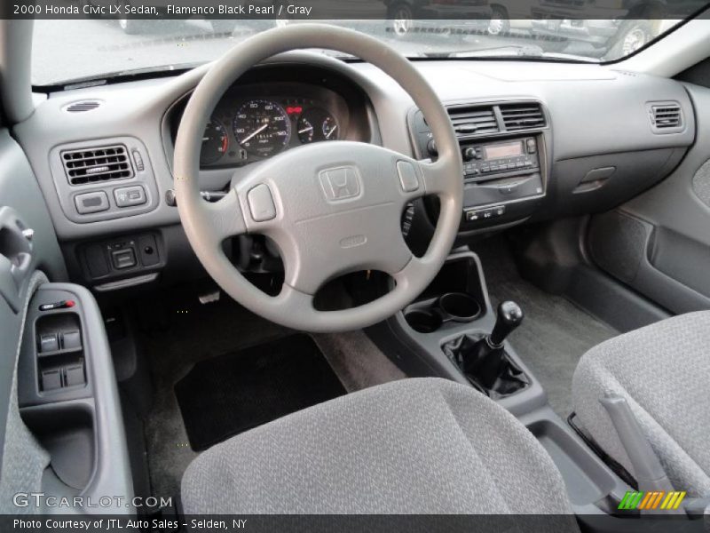 Flamenco Black Pearl / Gray 2000 Honda Civic LX Sedan