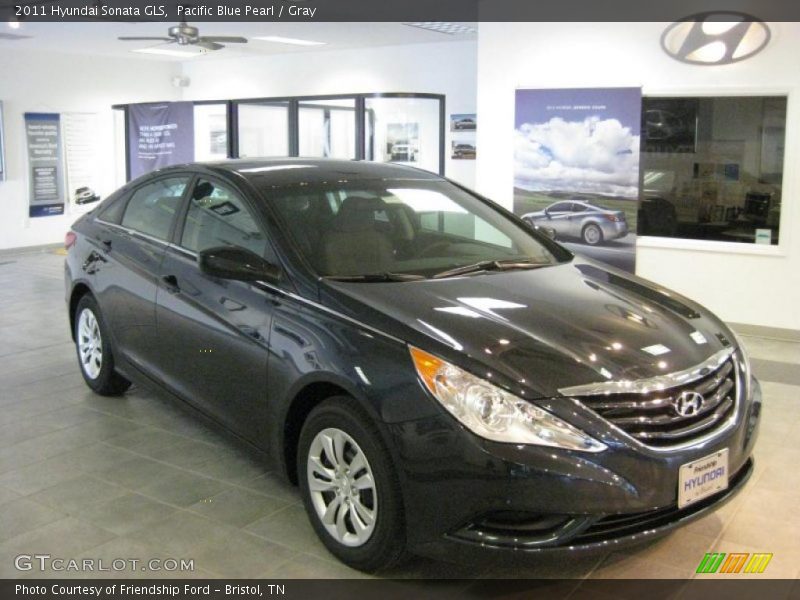 Pacific Blue Pearl / Gray 2011 Hyundai Sonata GLS