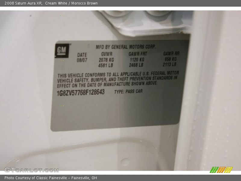 Cream White / Morocco Brown 2008 Saturn Aura XR