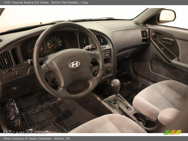 Electric Red Metallic / Gray 2005 Hyundai Elantra GLS Sedan