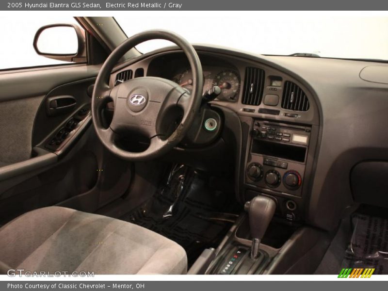 Electric Red Metallic / Gray 2005 Hyundai Elantra GLS Sedan