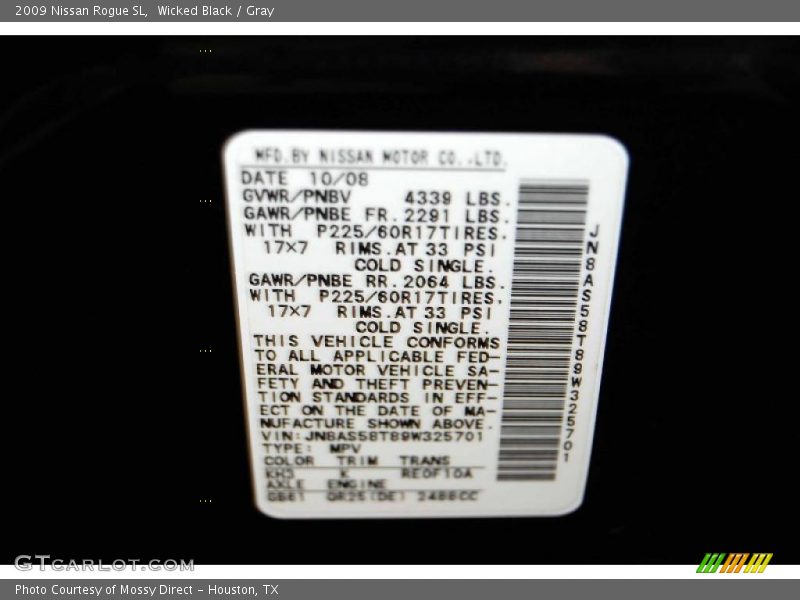 Wicked Black / Gray 2009 Nissan Rogue SL