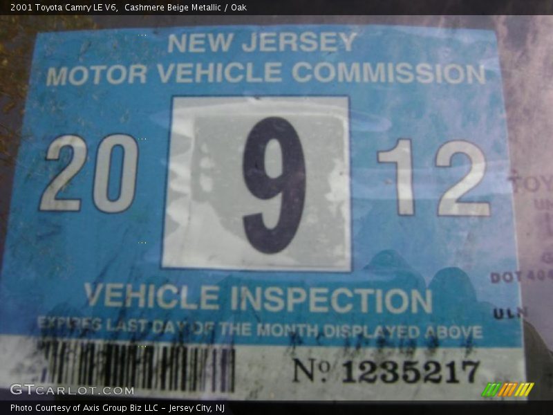Cashmere Beige Metallic / Oak 2001 Toyota Camry LE V6