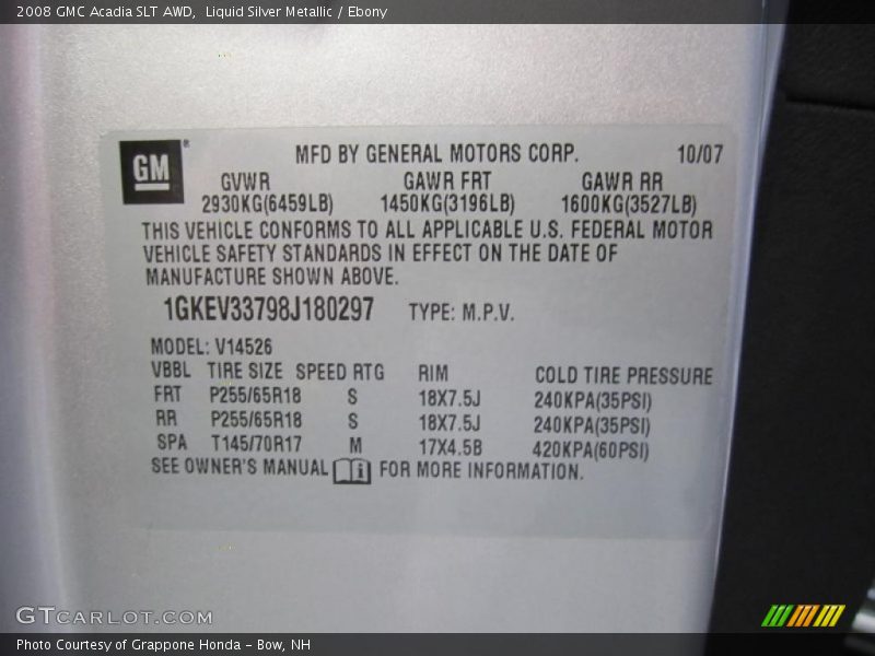 Liquid Silver Metallic / Ebony 2008 GMC Acadia SLT AWD