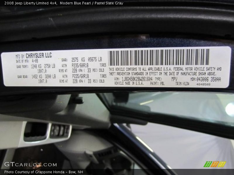 Modern Blue Pearl / Pastel Slate Gray 2008 Jeep Liberty Limited 4x4