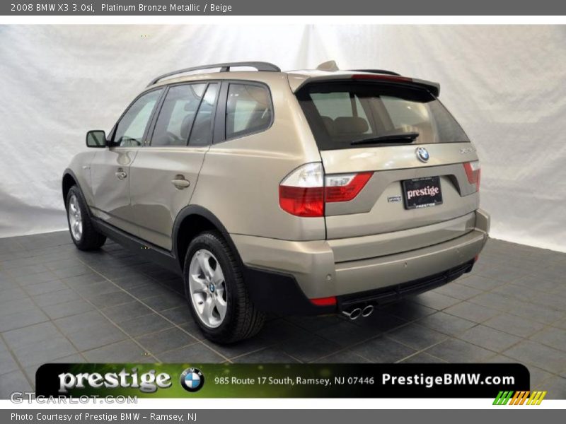 Platinum Bronze Metallic / Beige 2008 BMW X3 3.0si