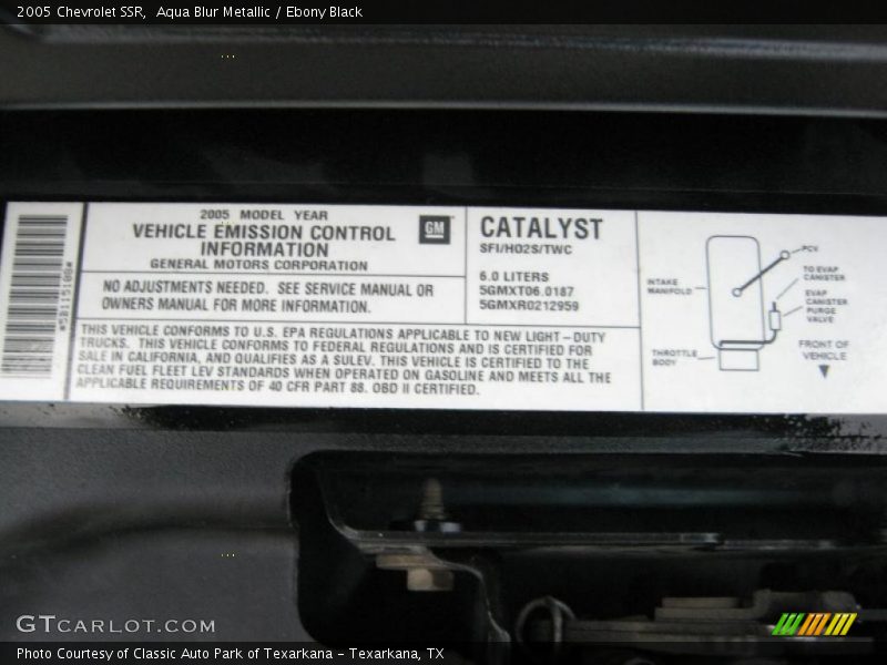Aqua Blur Metallic / Ebony Black 2005 Chevrolet SSR