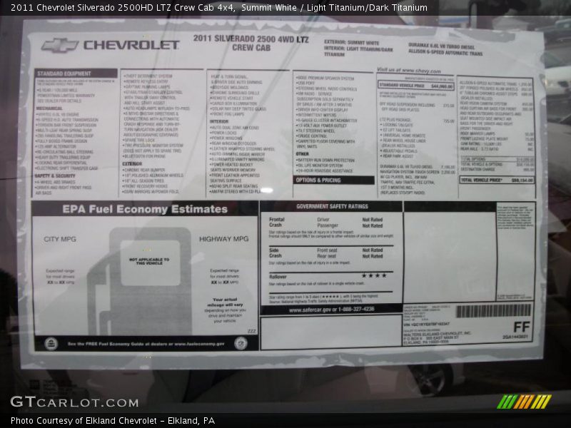  2011 Silverado 2500HD LTZ Crew Cab 4x4 Window Sticker