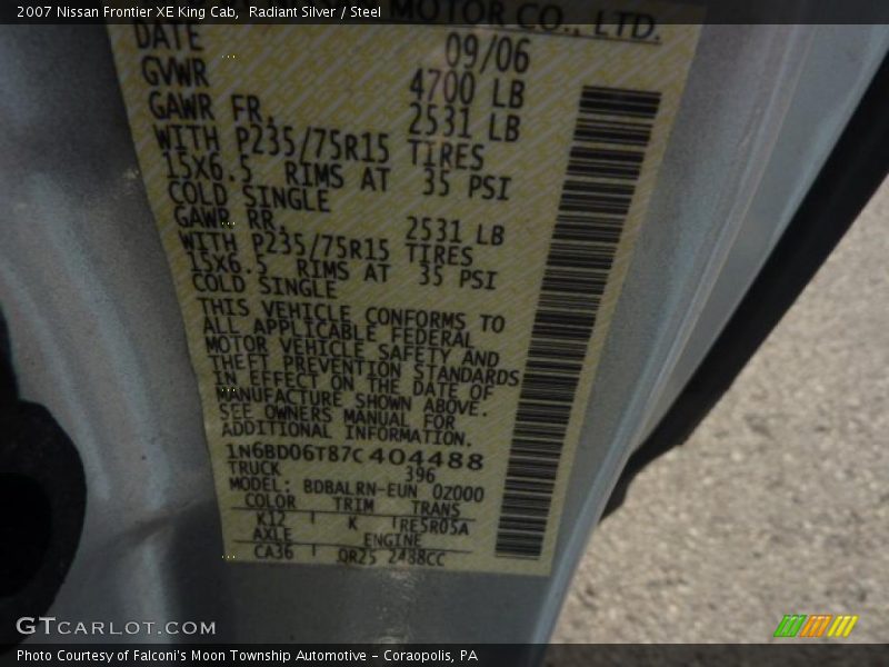 Radiant Silver / Steel 2007 Nissan Frontier XE King Cab