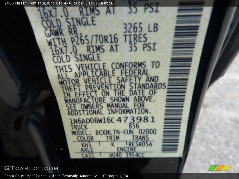 Super Black / Charcoal 2006 Nissan Frontier SE King Cab 4x4