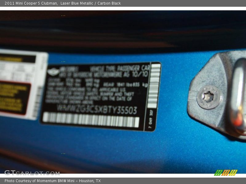 Laser Blue Metallic / Carbon Black 2011 Mini Cooper S Clubman