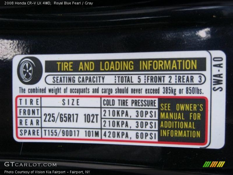 Royal Blue Pearl / Gray 2008 Honda CR-V LX 4WD