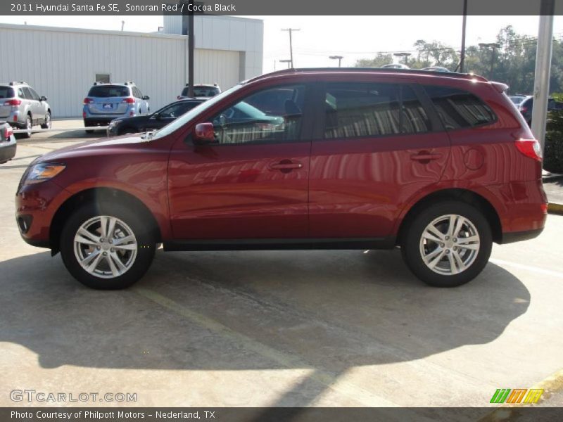 Sonoran Red / Cocoa Black 2011 Hyundai Santa Fe SE