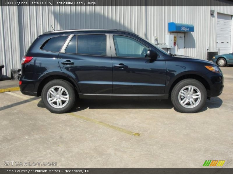 Pacific Blue Pearl / Beige 2011 Hyundai Santa Fe GLS