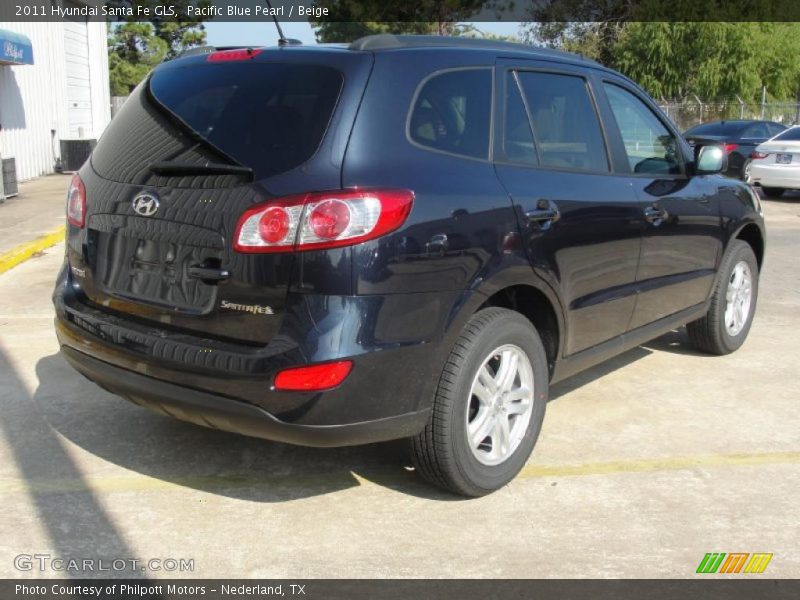 Pacific Blue Pearl / Beige 2011 Hyundai Santa Fe GLS