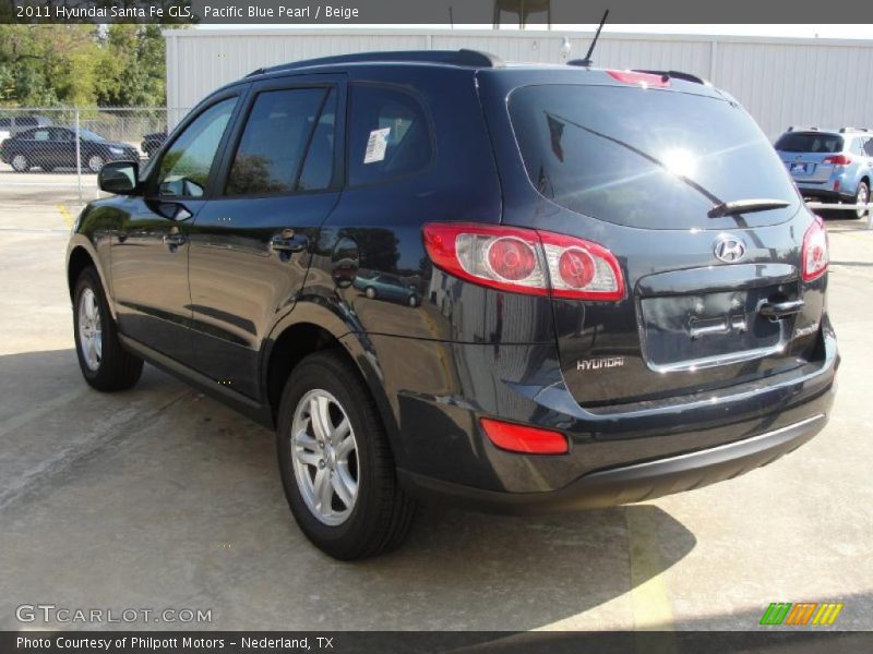 Pacific Blue Pearl / Beige 2011 Hyundai Santa Fe GLS