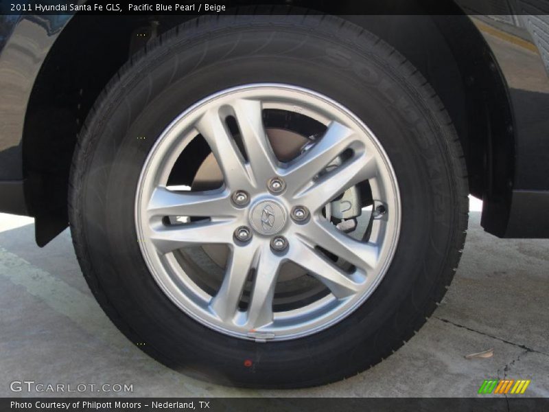 Pacific Blue Pearl / Beige 2011 Hyundai Santa Fe GLS