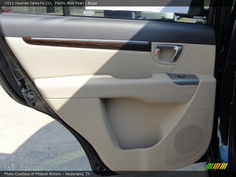 Pacific Blue Pearl / Beige 2011 Hyundai Santa Fe GLS