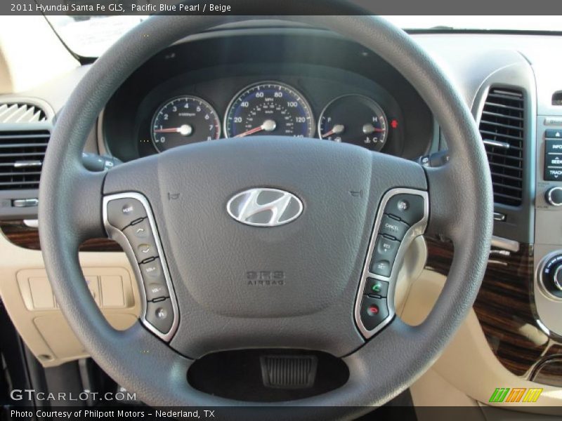 Pacific Blue Pearl / Beige 2011 Hyundai Santa Fe GLS