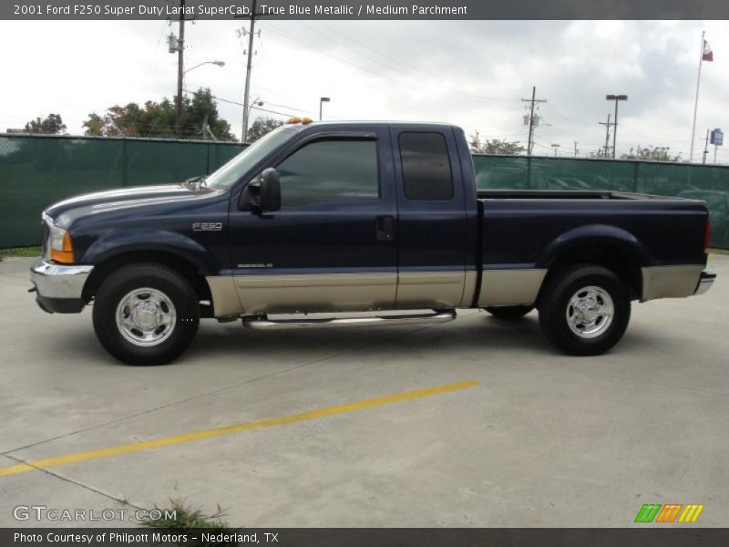 True Blue Metallic / Medium Parchment 2001 Ford F250 Super Duty Lariat SuperCab