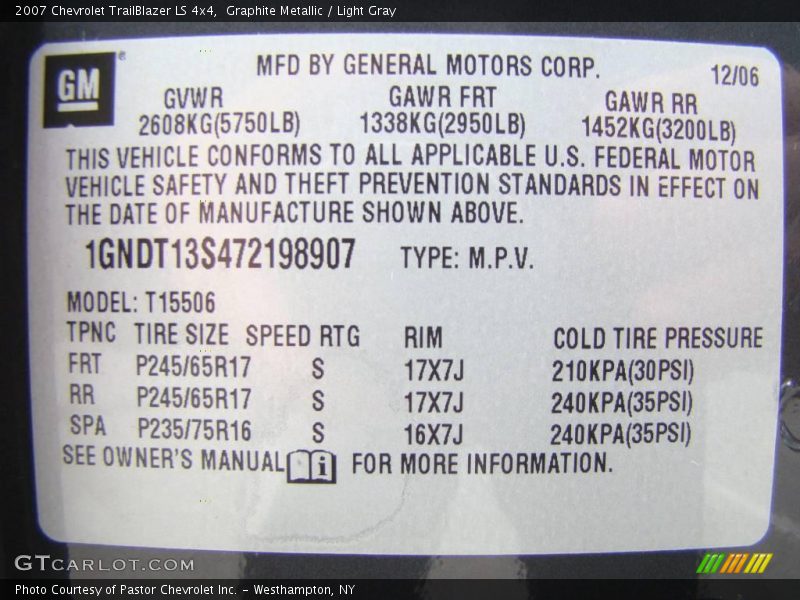 Graphite Metallic / Light Gray 2007 Chevrolet TrailBlazer LS 4x4