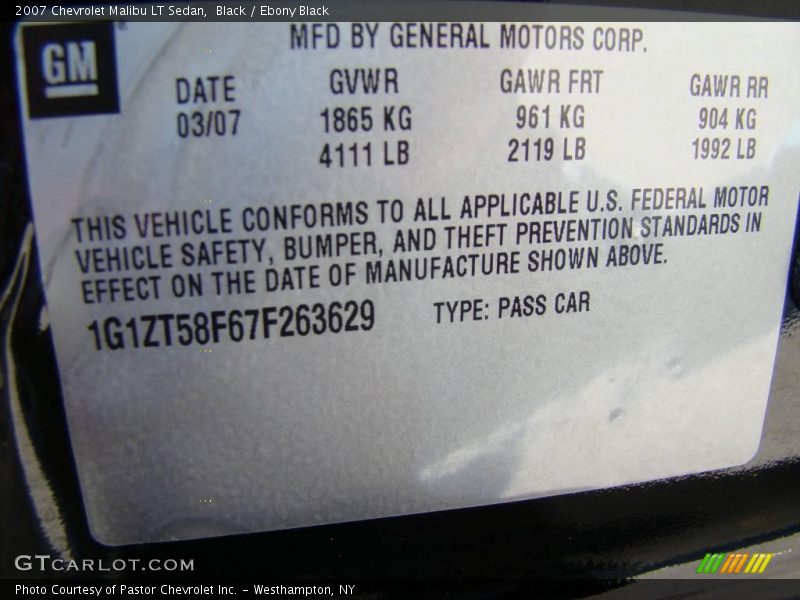 Black / Ebony Black 2007 Chevrolet Malibu LT Sedan