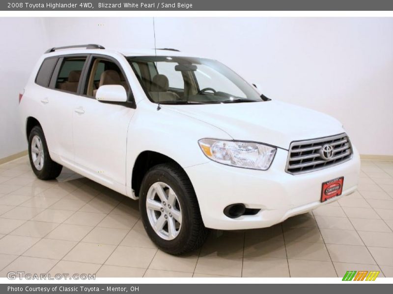 Blizzard White Pearl / Sand Beige 2008 Toyota Highlander 4WD
